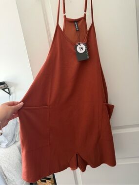 IN Brand Rust Orange Romper with Pockets